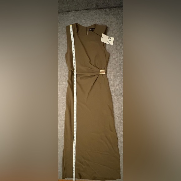 Zara Olive Green Shoulder Pad Midi Dress – Size Small – Ref. 3897/162 - Picture 7 of 14